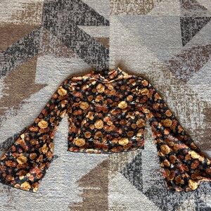 Floral Bell Sleeve Crop Top